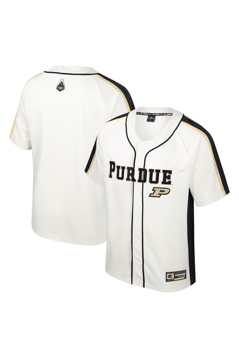 Men's Colosseum Cream Purdue Boilermakers Ruth Button-Up Baseball Jersey, Main, color, Cream