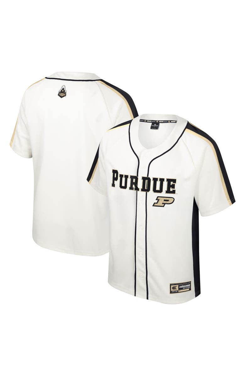 COLOSSEUM Men's Colosseum Cream Purdue Boilermakers Ruth Button-Up Baseball Jersey, Main, color,