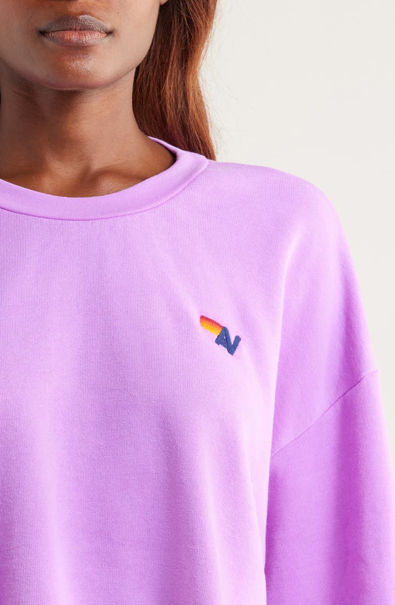 Aviator Nation Rugby Stitch Crop Sweatshirt, Alternate, color, Neon Purple/ Neon