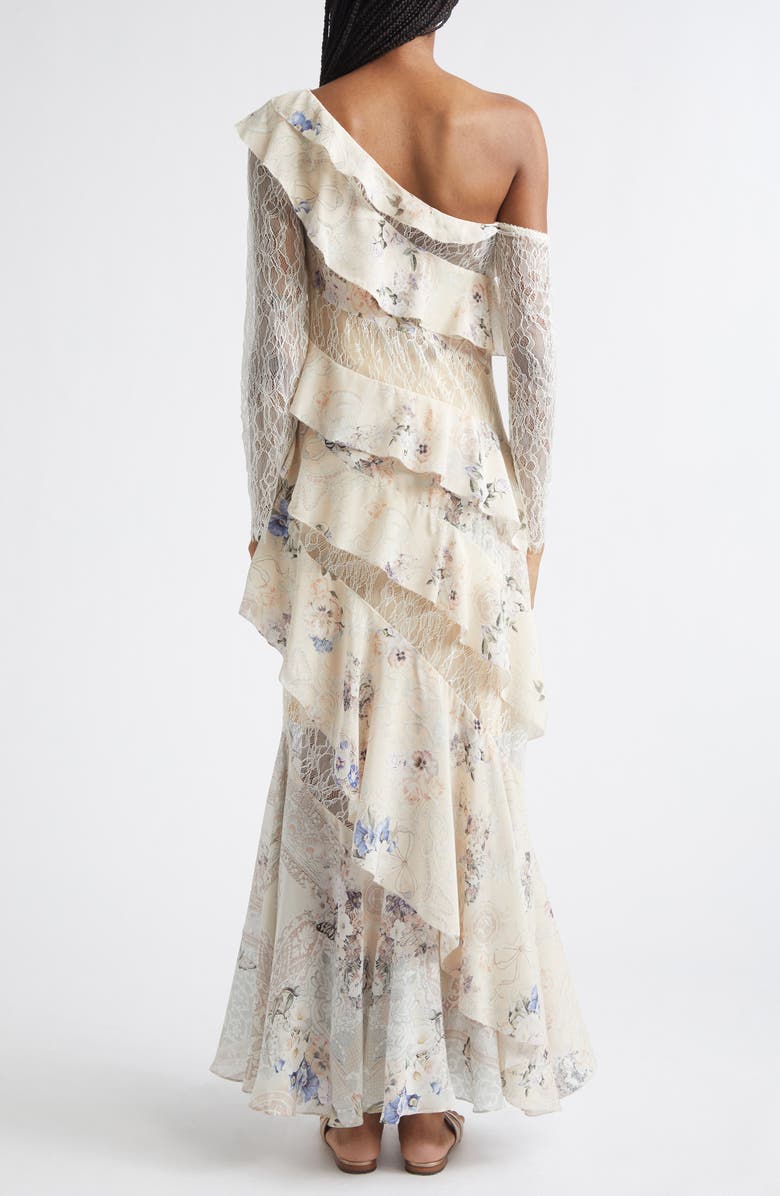 Camilla Laced with Love Asymmetric Frill Paneled One-Shoulder Long Sleeve Maxi Dress, Alternate, color, Laced With Love