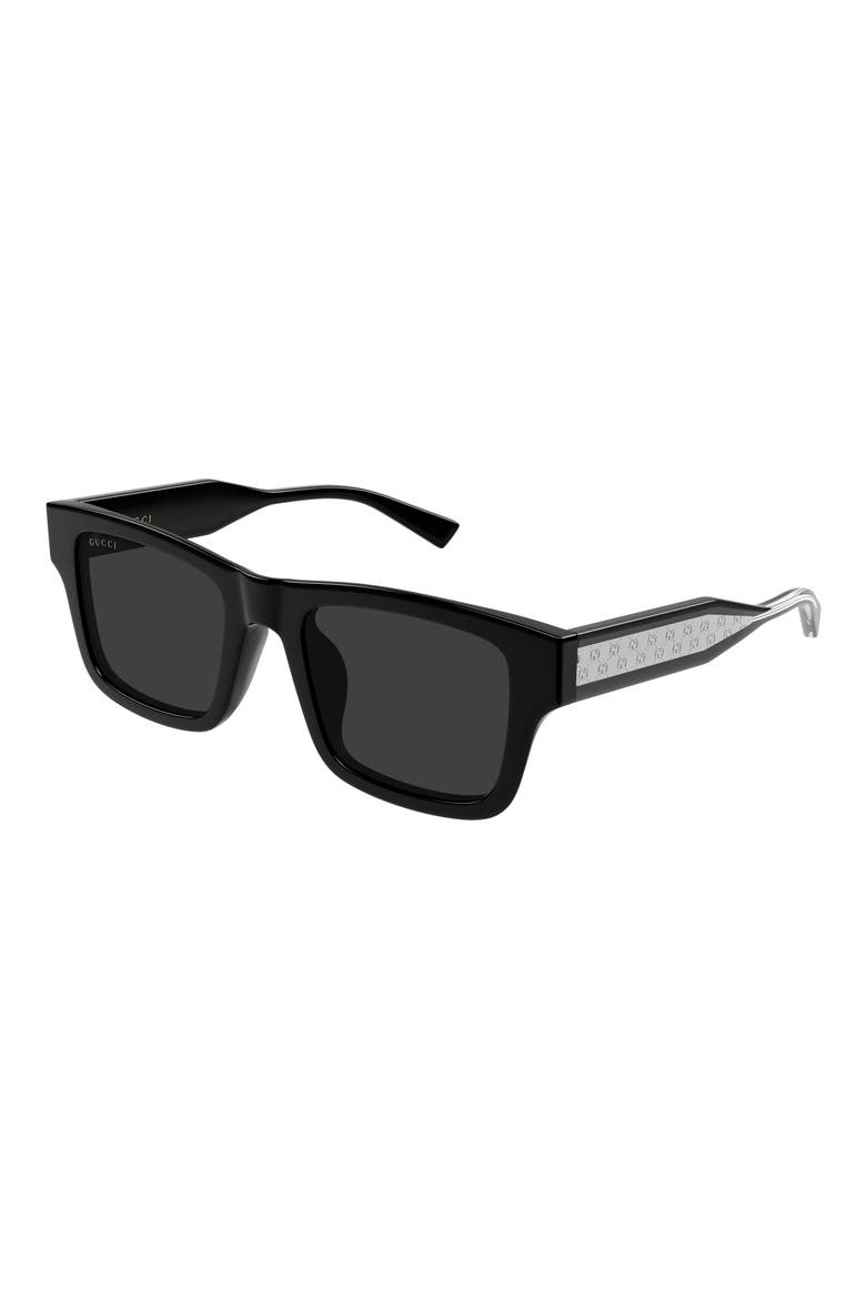 52mm Square Sunglasses, Alternate, color, BLACK