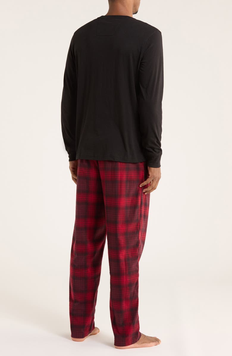 Nautica Cozy Fleece T-Shirt & Plaid Pajama Pants Set, Alternate, color, True Black