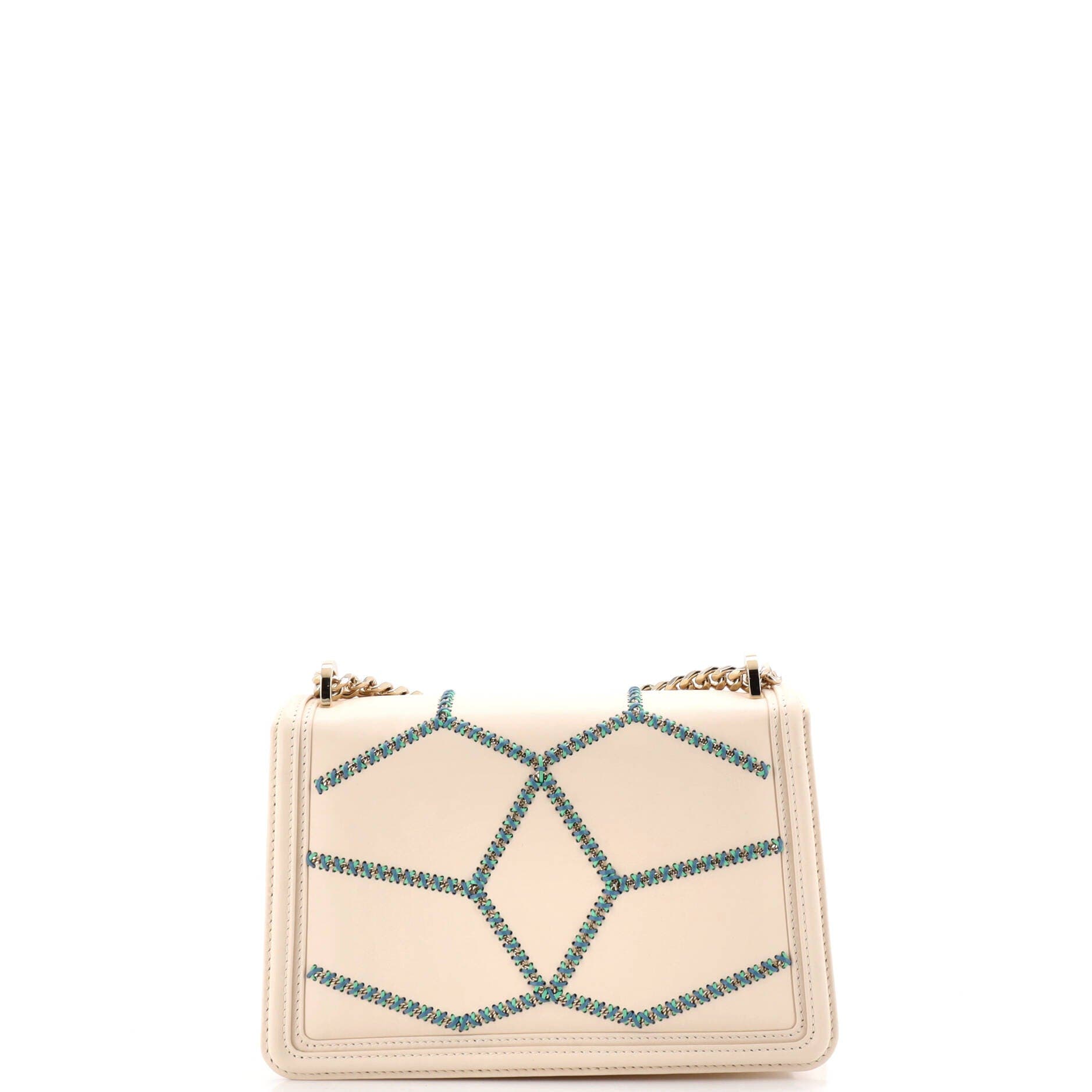Serpenti Forever Shoulder Bag Whipstitched Leather Small, Alternate, color, White