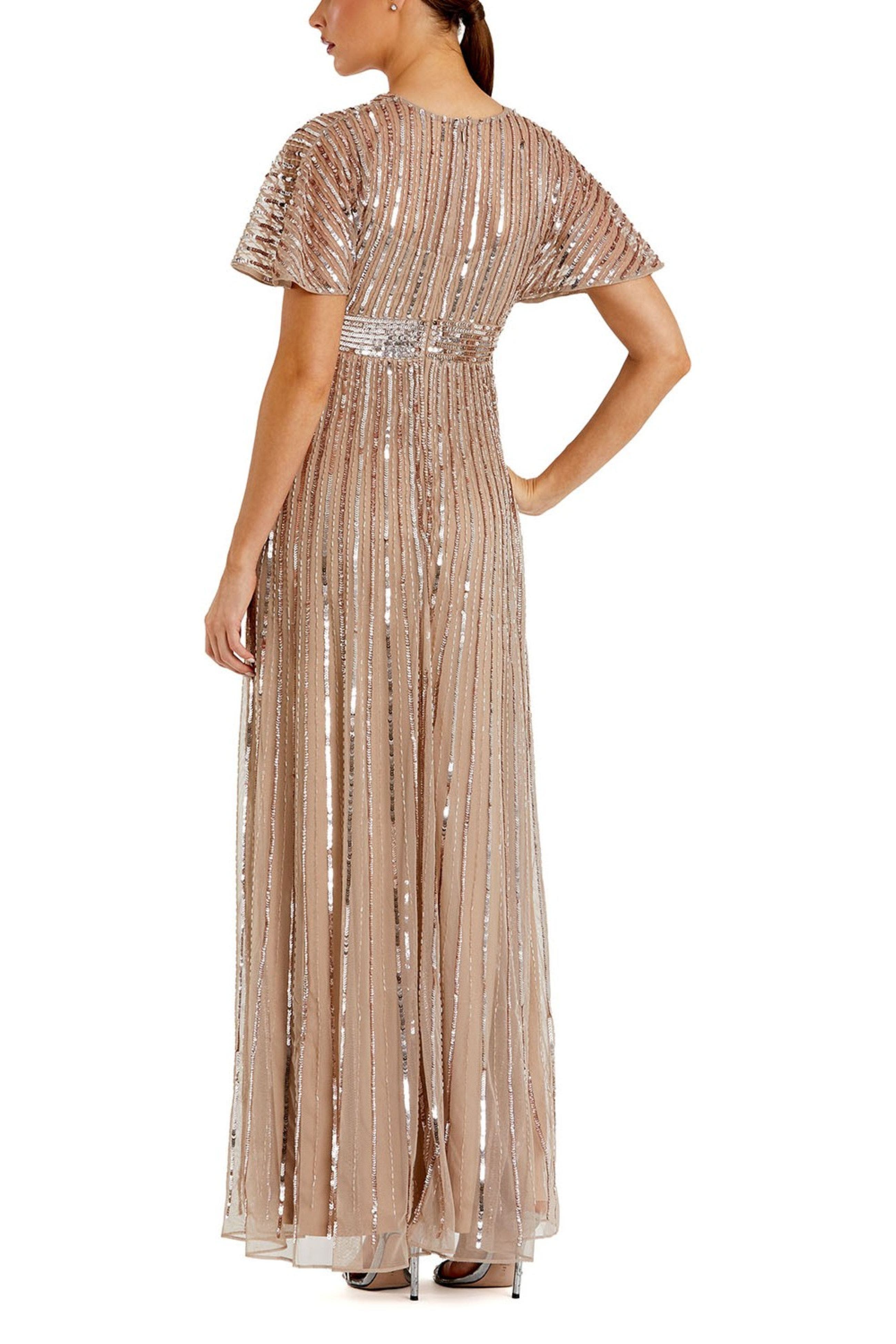 Mac Duggal Women's Embellished Mesh V Neck Short Sleeve Gown (Women ...