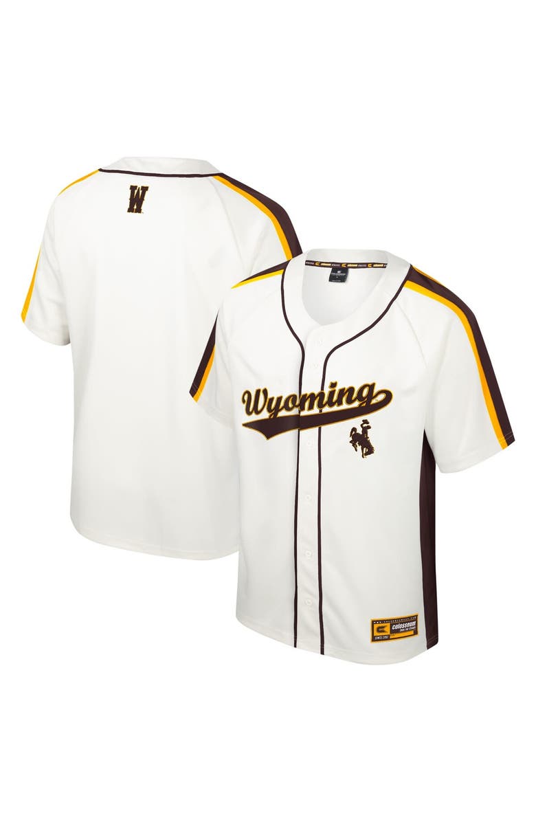 COLOSSEUM Men's Colosseum Cream Wyoming Cowboys Ruth Button-Up Baseball Jersey, Main, color,