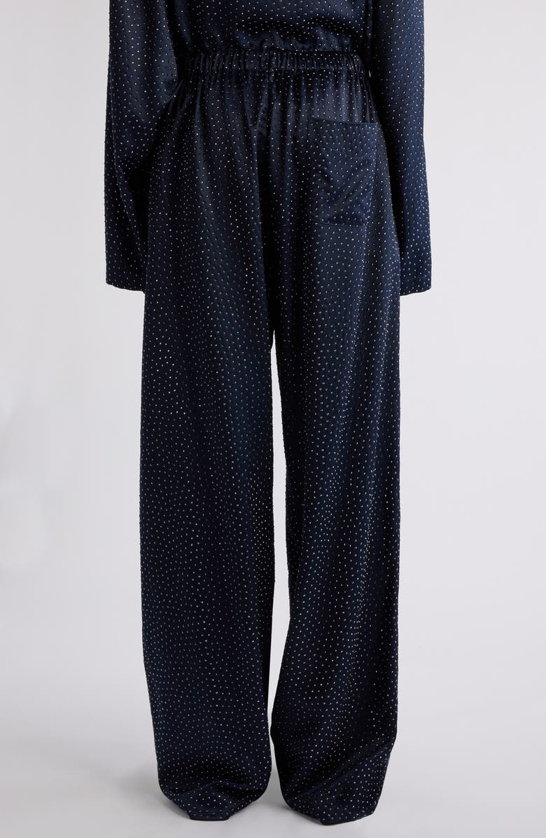 Balenciaga Crystal Embellished Satin Pajama Pants, Alternate, color, 4100 Dark Navy