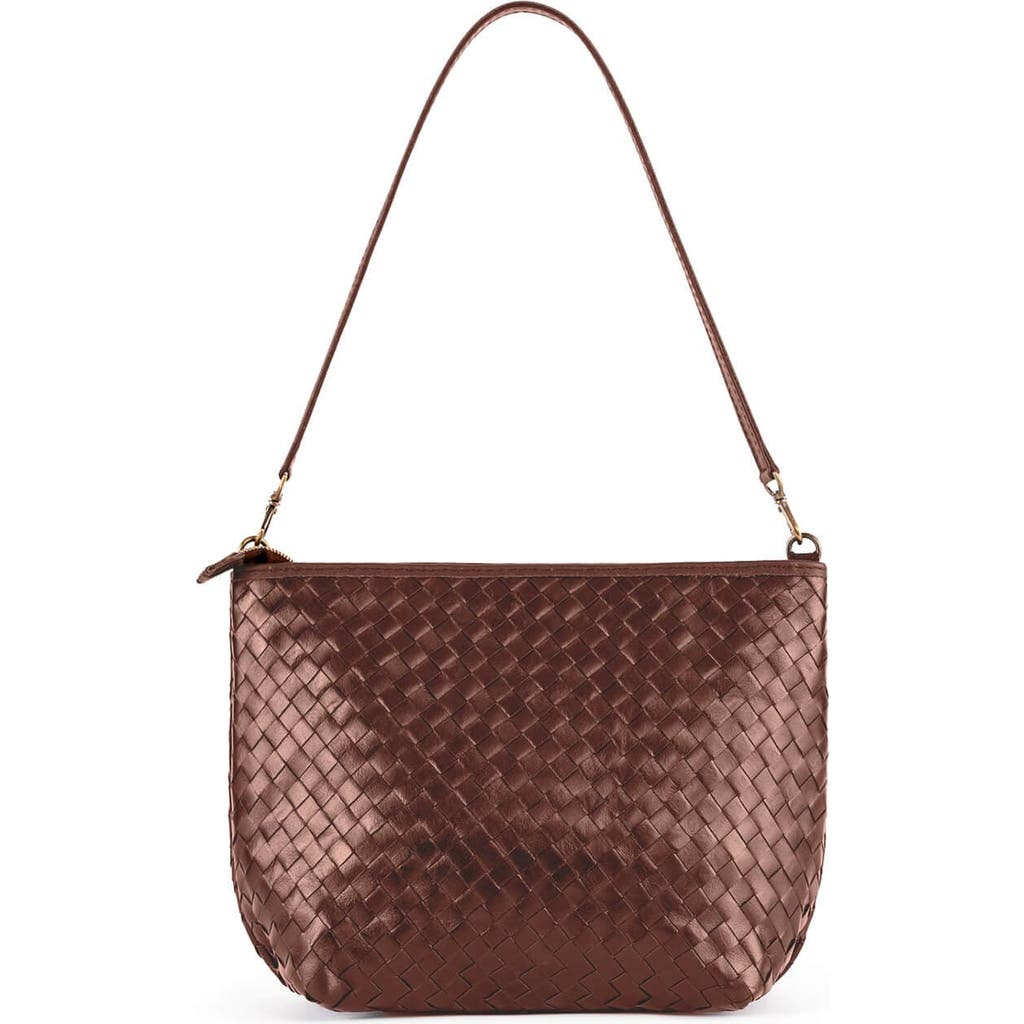 Deux Mains Woven Leather Shoulder Bag In Brown