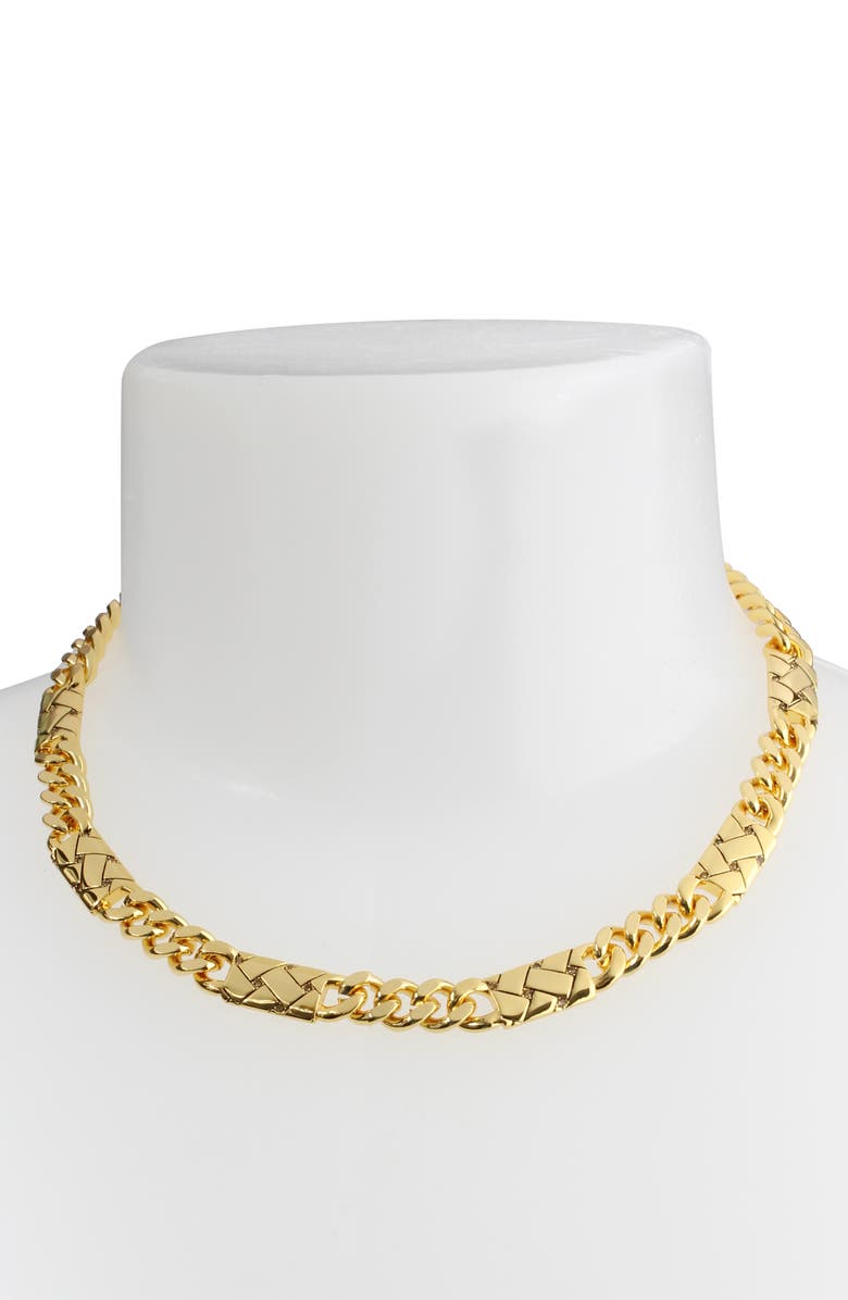 Kurt Geiger London Quilted Bar Station Chain Necklace, Alternate, color, 