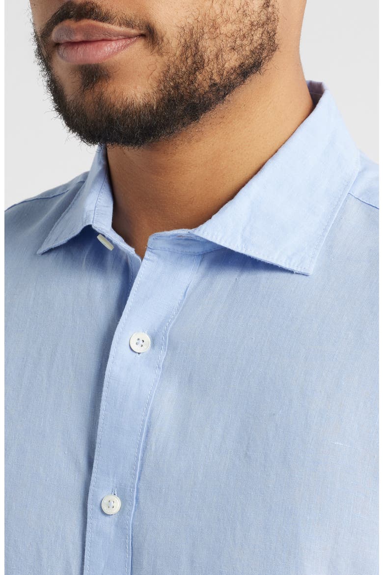 Axel Shaped Fit Linen Button-Up Shirt, Alternate, color, SKY