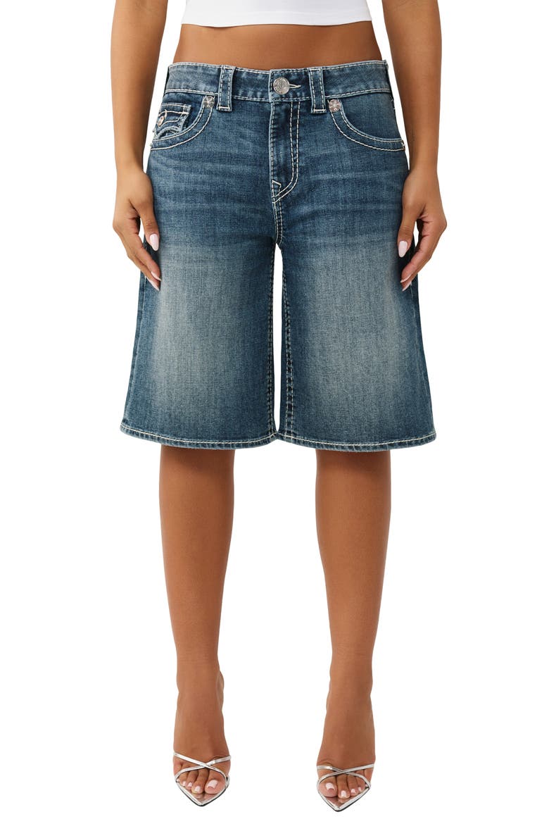 Big-T Baggy Denim Shorts, Main, color, BLUE RADIANCE