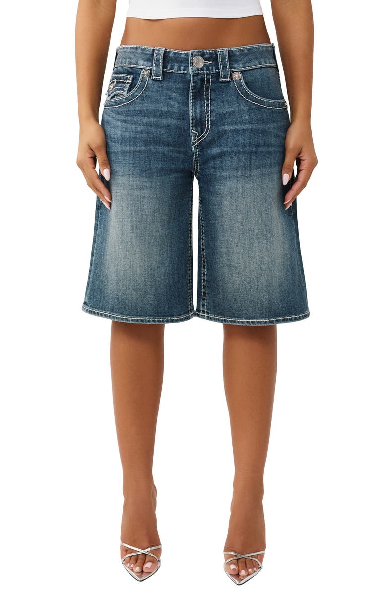 True Religion Big-T Baggy Denim Shorts, Main, color, 