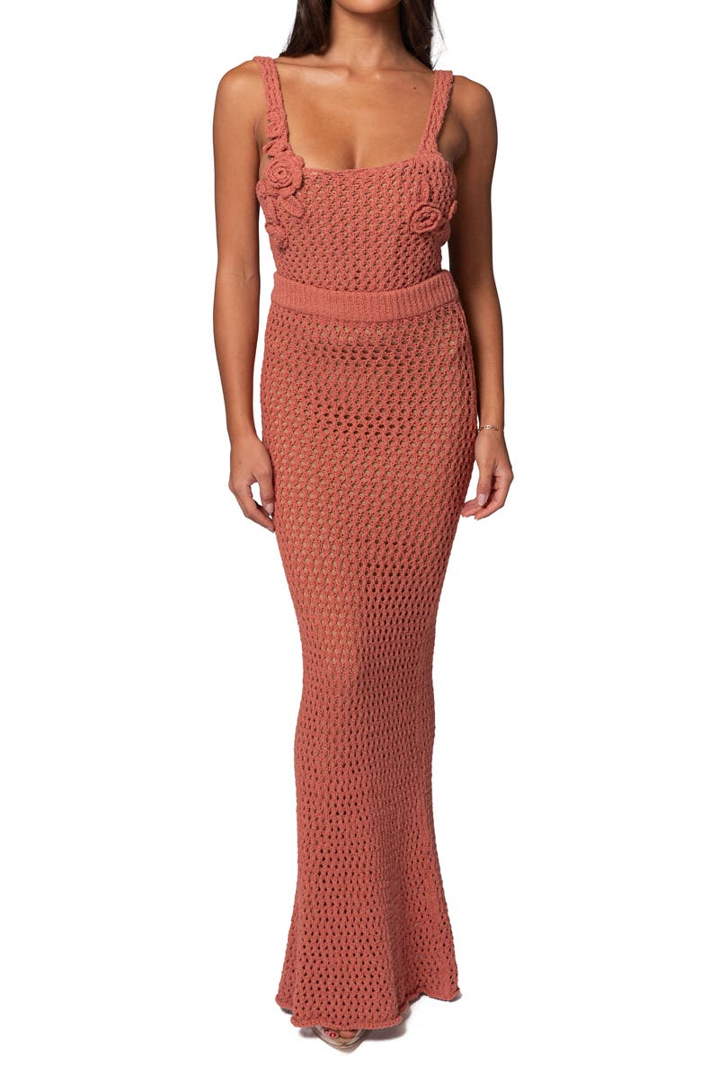 JLUXLABEL Cotta Sea Depths Crochet Maxi Skirt, Main, color, Orange