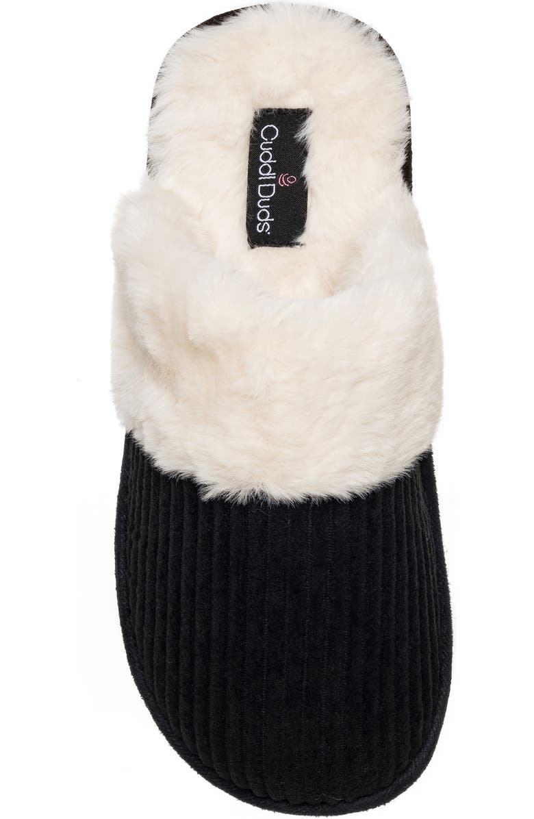 CUDDL DUDS Faux Fur Lined Corduroy Scuff Slipper, Alternate, color,