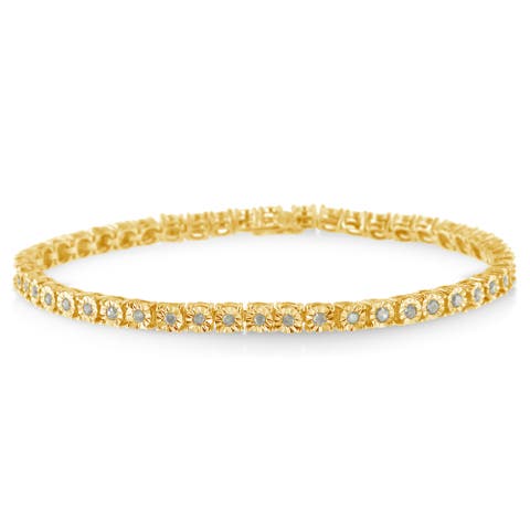 10K Gold over Silver 1.0 Cttw Diamond Miracle Tennis Bracelet