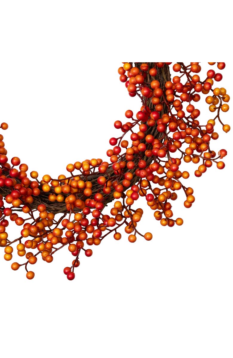 Northlight Berries Artificial Fall Harvest Twig Wreath - 18" - Orange, Alternate, color, Red