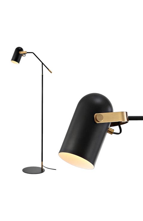 Eugenio 58.5" Metal LED Floor Lamp, Black/Brass Gold