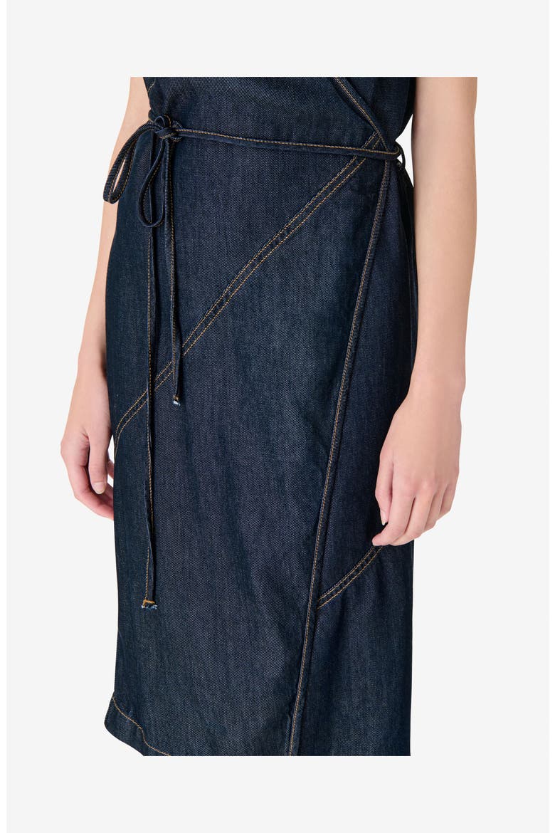 Rania Wrap Dress, Alternate, color, Satin Denim