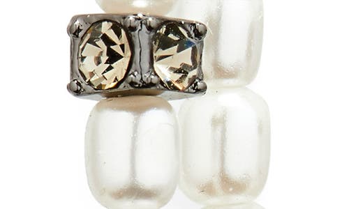 Allsaints Faux Pearl Bead Cross Loop Drop Earrings