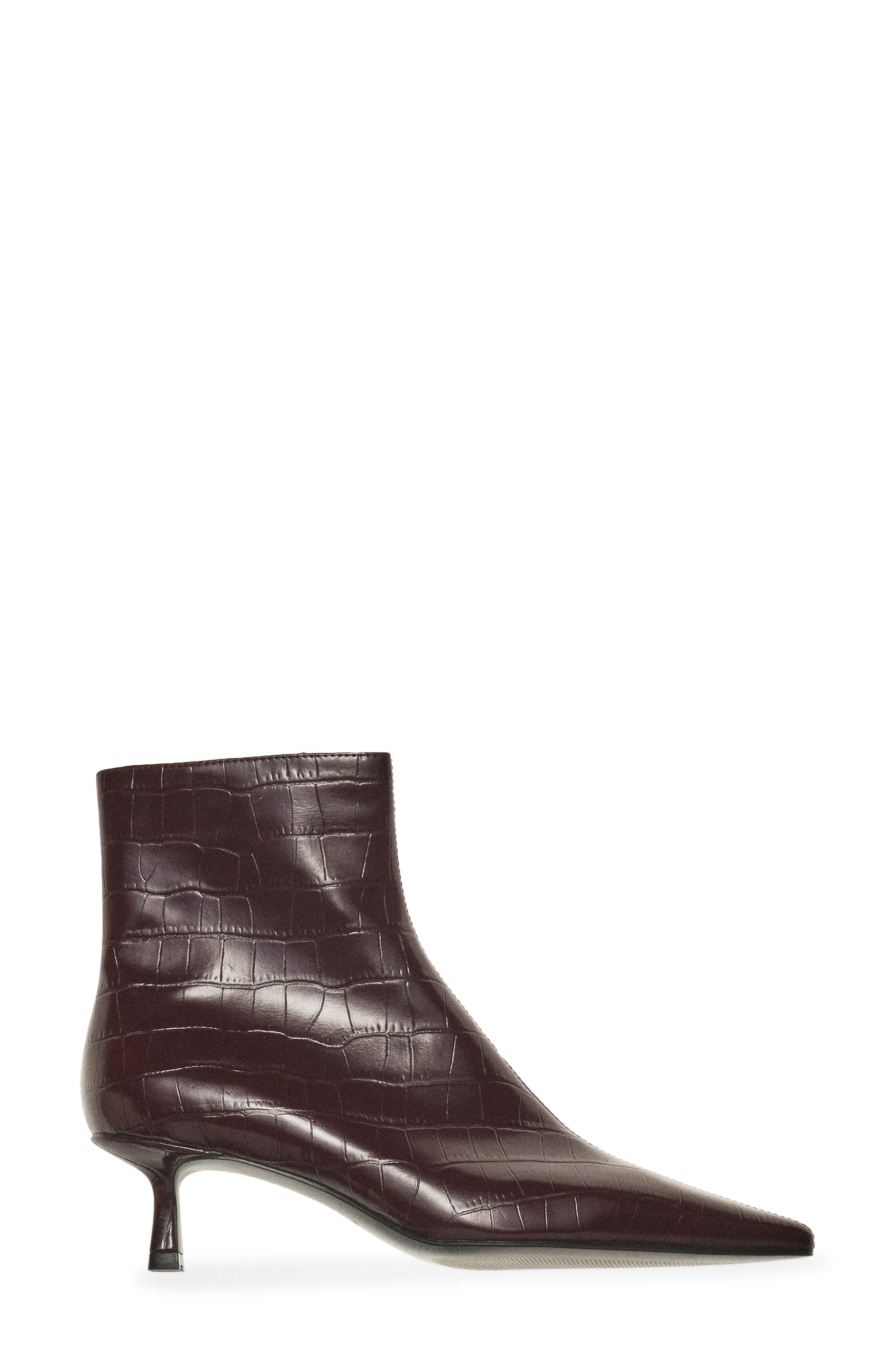 MANGO Croc-Embossed Ankle Boot, Alternate, color, 