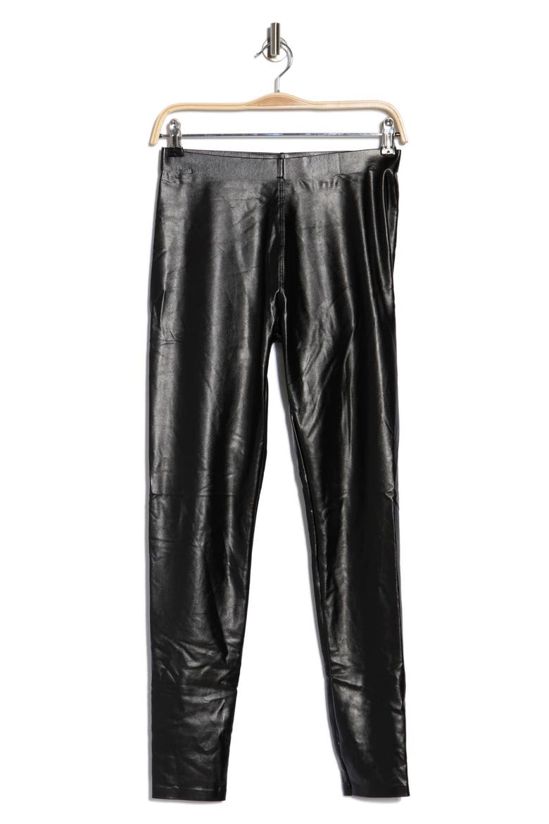 Faux Leather High Waist Leggings, Alternate, color, BLACK