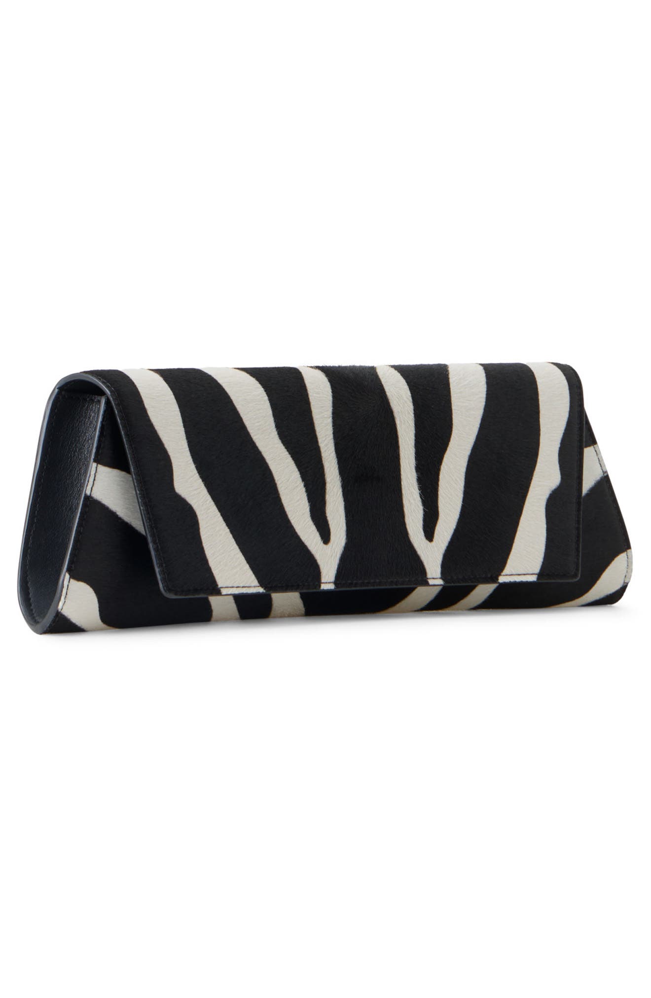 Akris Small Anouk Animal Stripe Genuine Calf Hair East/West Clutch, Alternate, color, Zebra Stripes Big