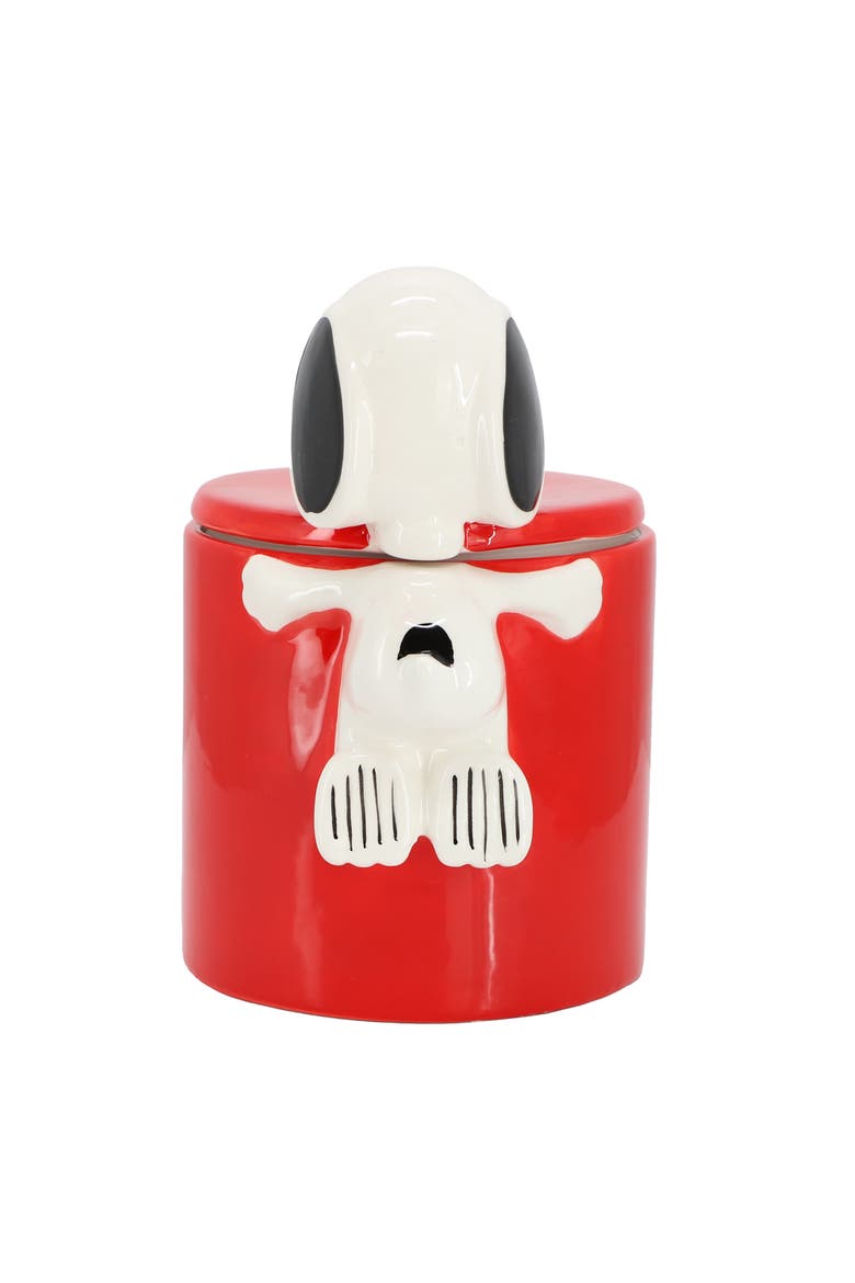 8.2in Ceramic Snoopy Cookie Jar with Lid, Alternate, color, Red