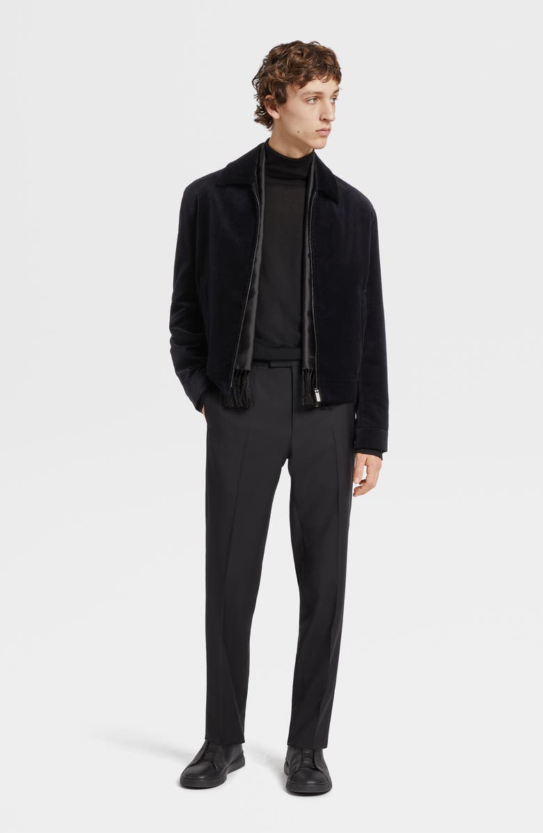 ZEGNA Men's Flat Front Wool & Mohair Tuxedo Trousers, Alternate, color,