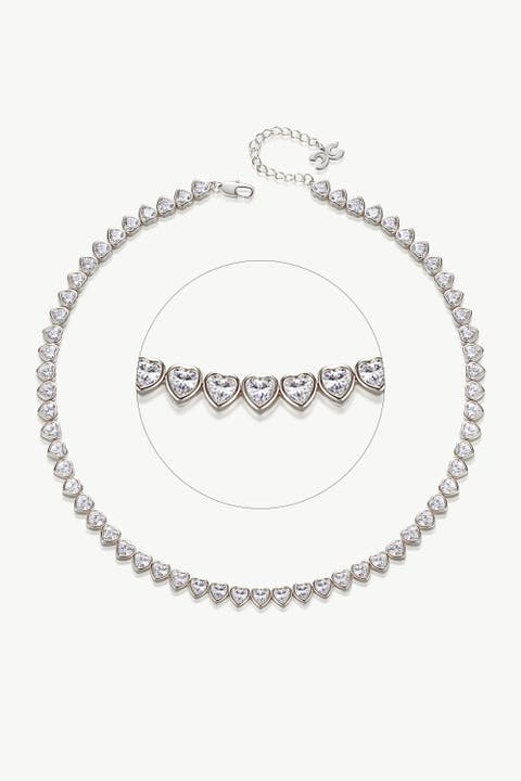 Heart Shaped Zirconia Tennis Choker Necklace