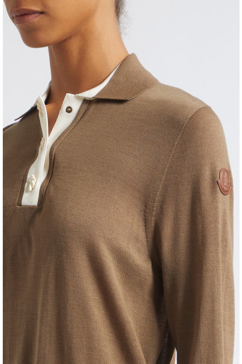 Wool Long Sleeve Polo, Alternate, color, BEIGE