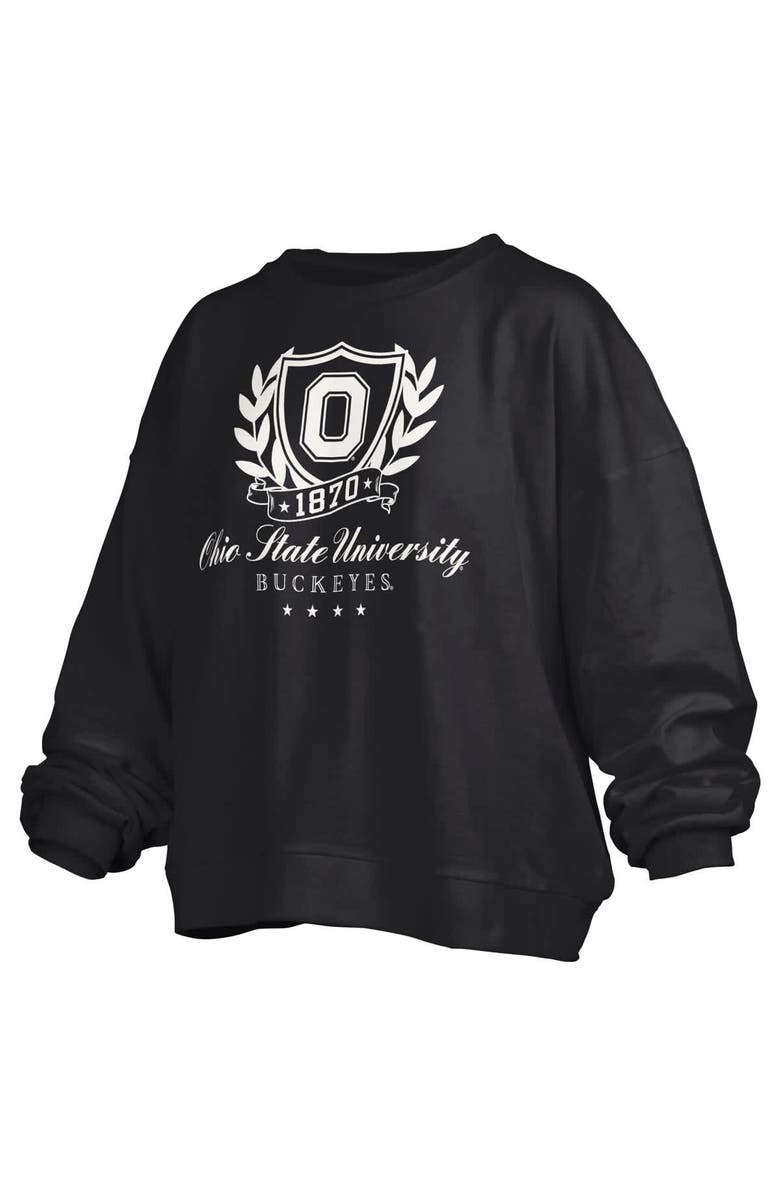 PRESSBOX Women's Pressbox Black Ohio State Buckeyes Big Aug Script Janice Oversized Pullover Sweatshirt, Alternate, color, Black