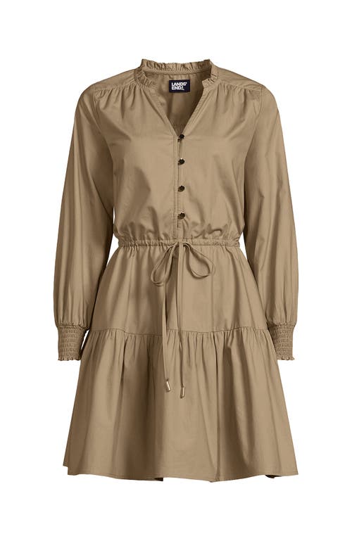 LANDS' END LANDS' END LONG SLEEVE COTTON POPLIN MINI POPOVER DRESS