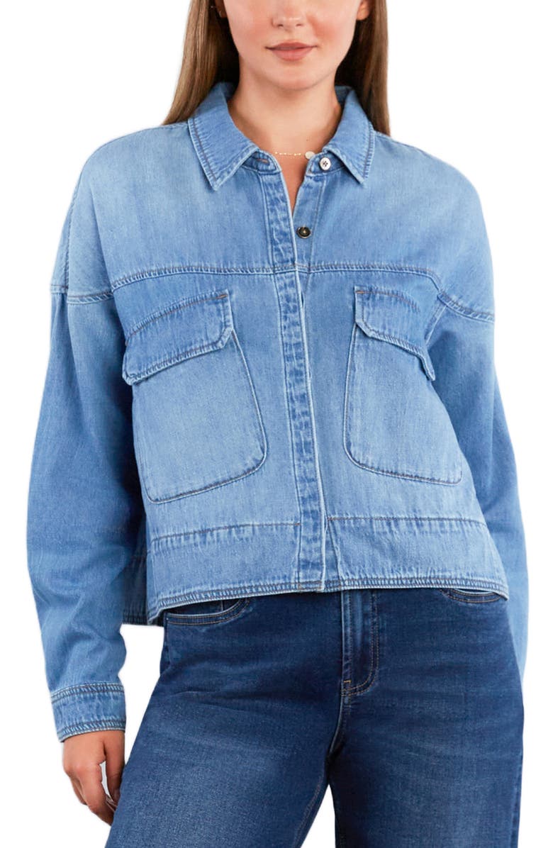 Wash Lab Denim Boxy Denim Button-Up Shirt, Main, color, Denim Love