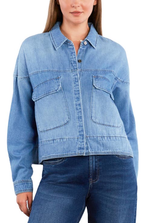 Boxy Denim Button-Up Shirt