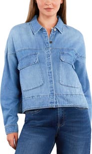 Wash Lab Denim Boxy Denim Button-Up Shirt