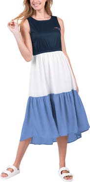 G-III 4HER BY CARL BANKS Women's G-III 4Her by Carl Banks Navy/Blue New England Patriots 12th Inning Colorblock Dress