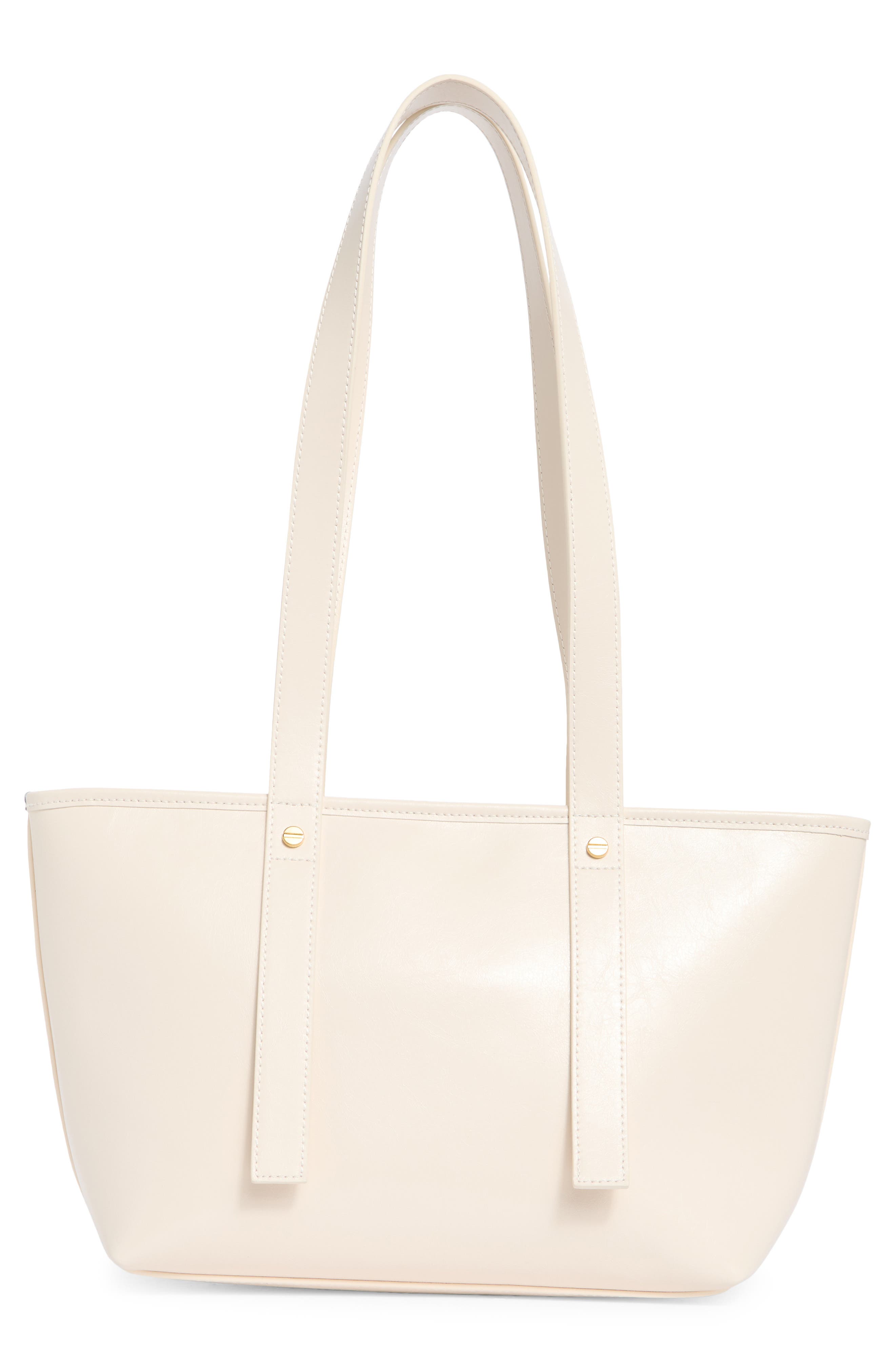 Classic Day Off Small Leather Tote, Alternate, color, CREAM