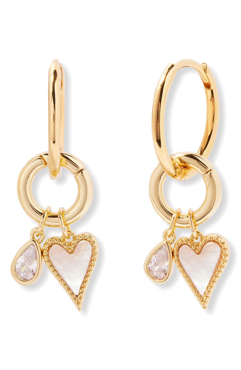 Brook and York Maddie Heart Charm Hoops, Main, color, Gold