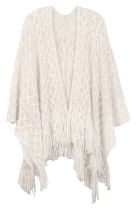 Cable Stitch Tassel Ruana