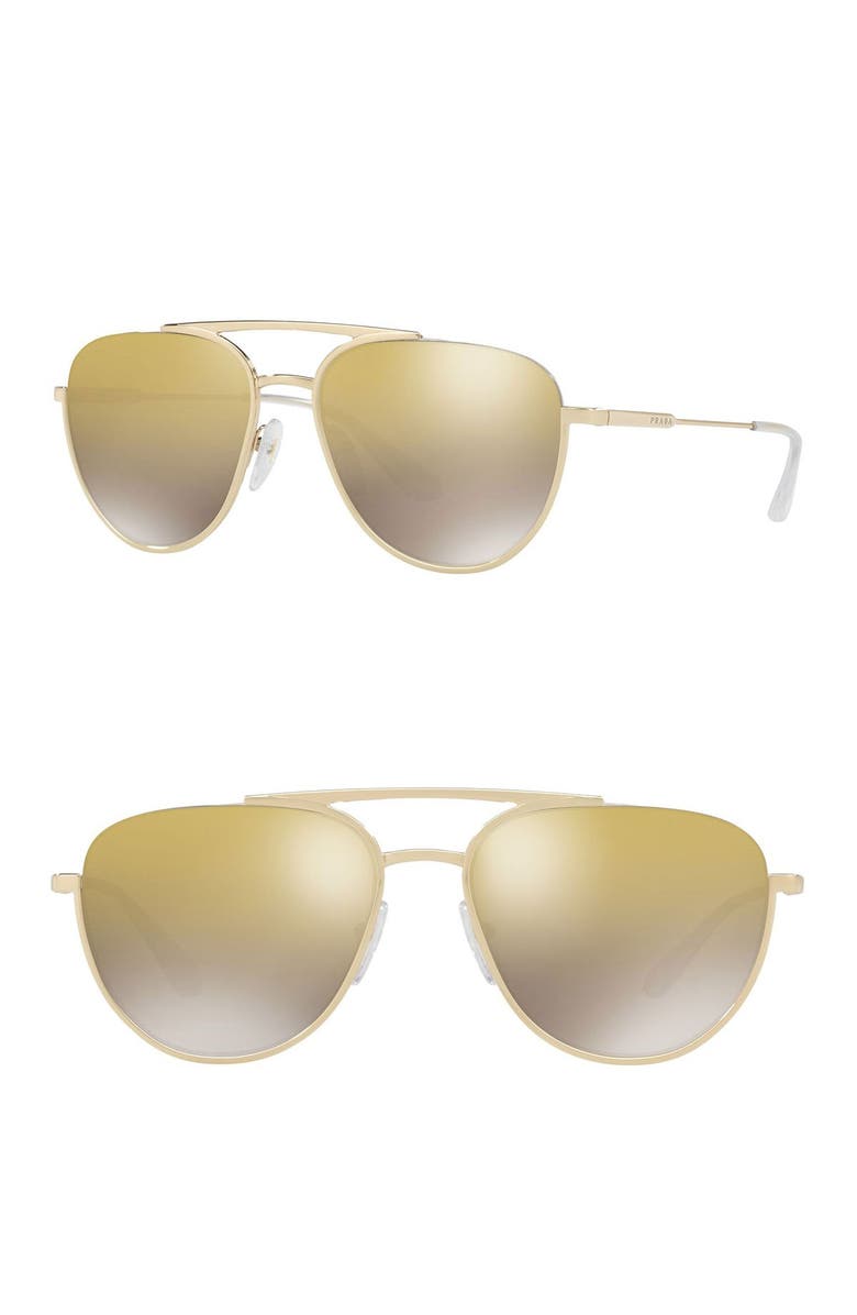 Prada 56mm Gradient Mirror Aviator Sunglasses, Alternate, color,