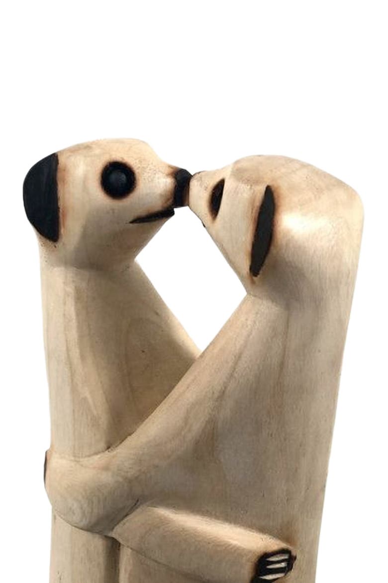 Hand Carved Standing Meerkat - Lovers Pair, Alternate, color, Natural