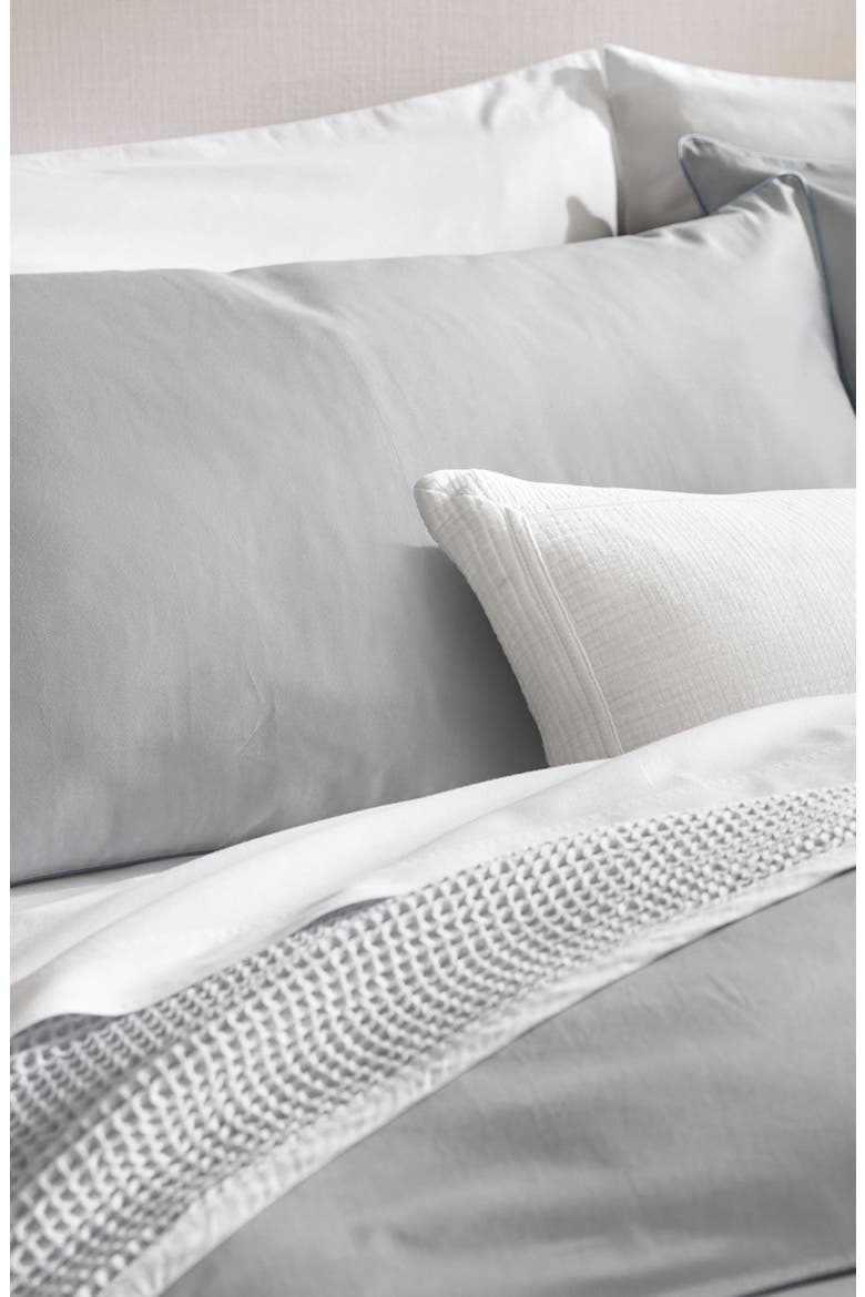 Signature Piped Edge Duvet Set, Alternate, color, SHORE/ BLUESTONE
