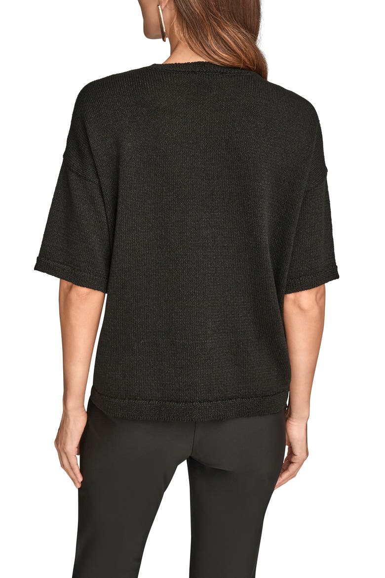 Short Sleeve Sequin Sweater, Alternate, color, BLACK
