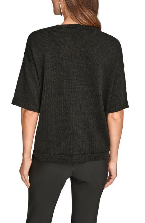 Donna Karan New York Short Sleeve Sequin Sweater In Animal Print