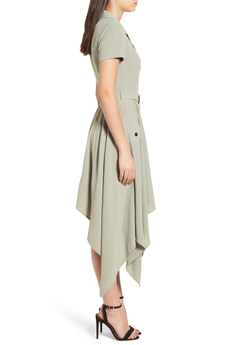 Chriselle x J.O.A. Asymmetrical Trench Dress, Alternate, color, SAGE