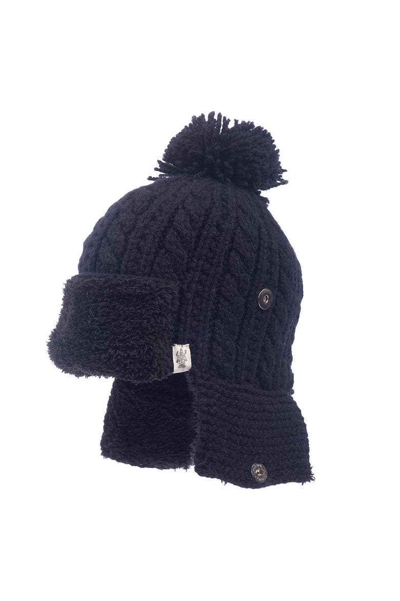 Trapper Hat w/ Pom, Main, color, Black