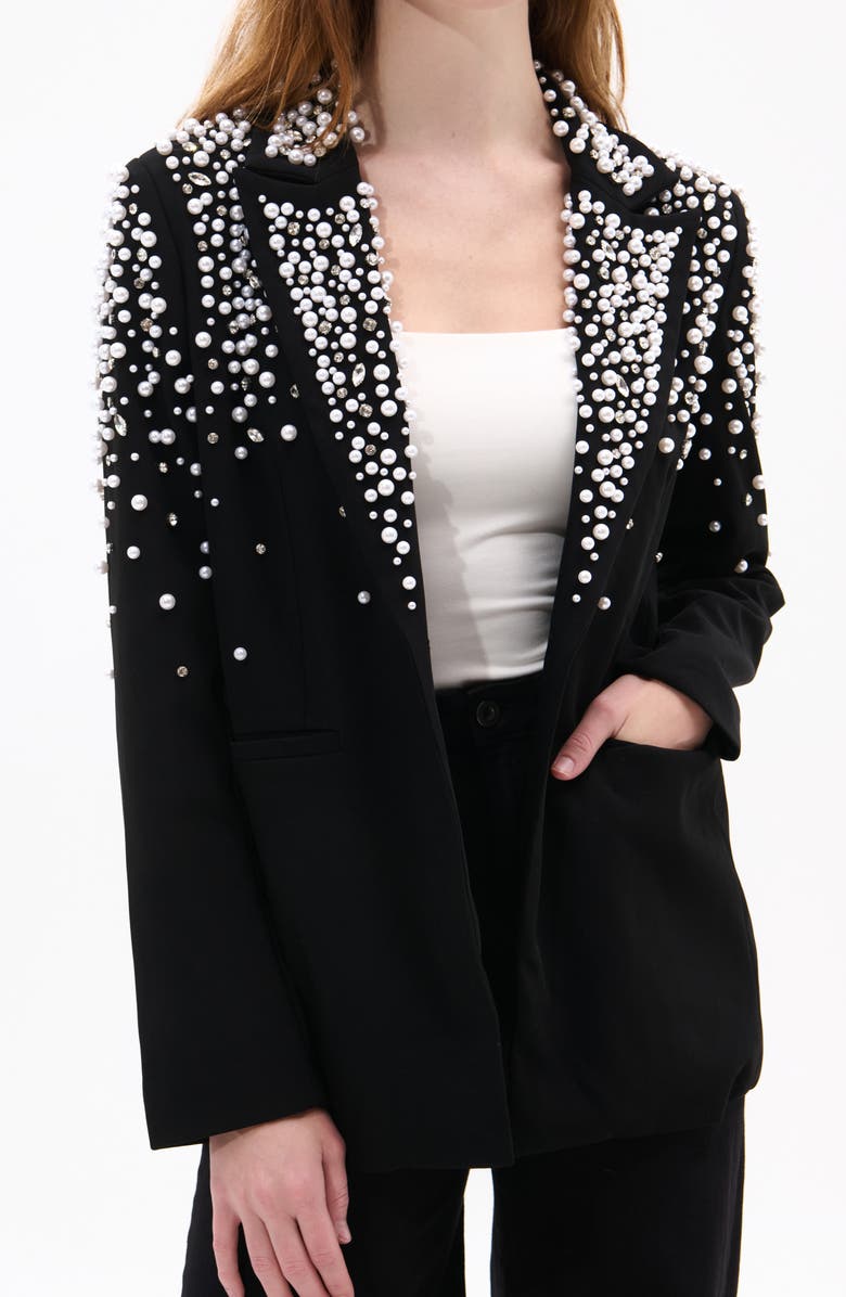 AZALEA WANG Pearlized Embellished Blazer, Alternate, color, Black