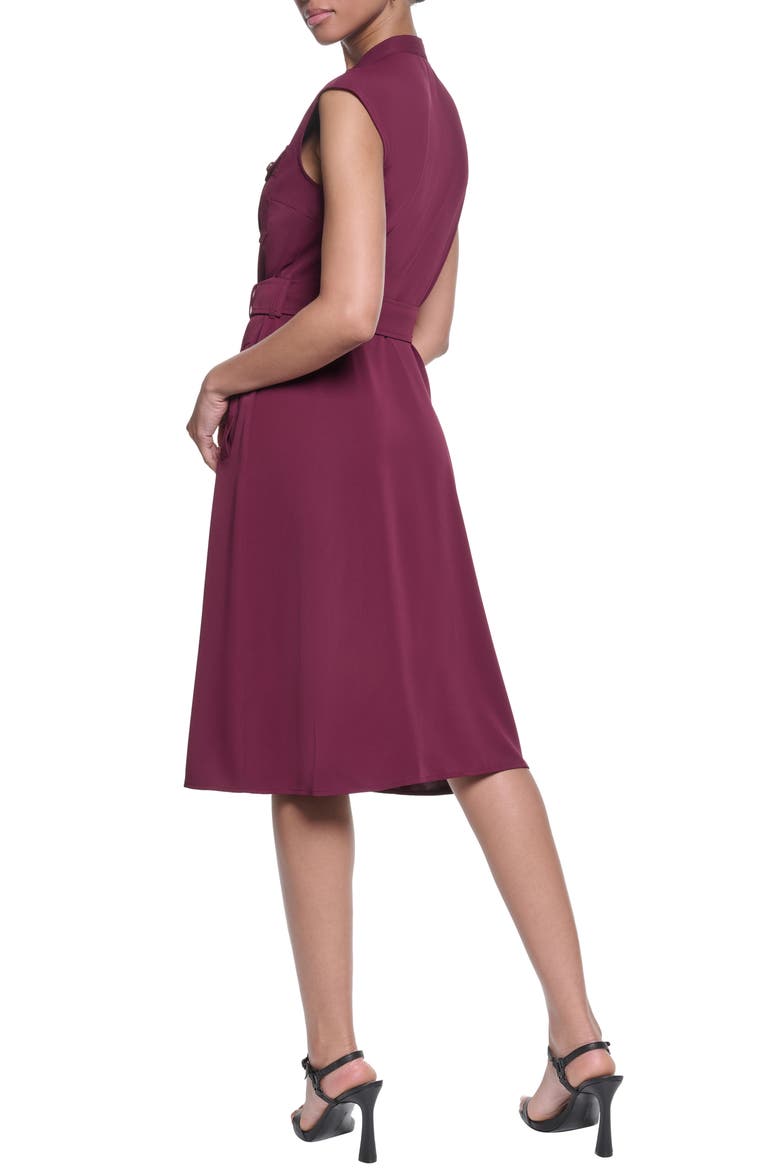 Belted Crepe Shirtdress, Alternate, color, PORT
