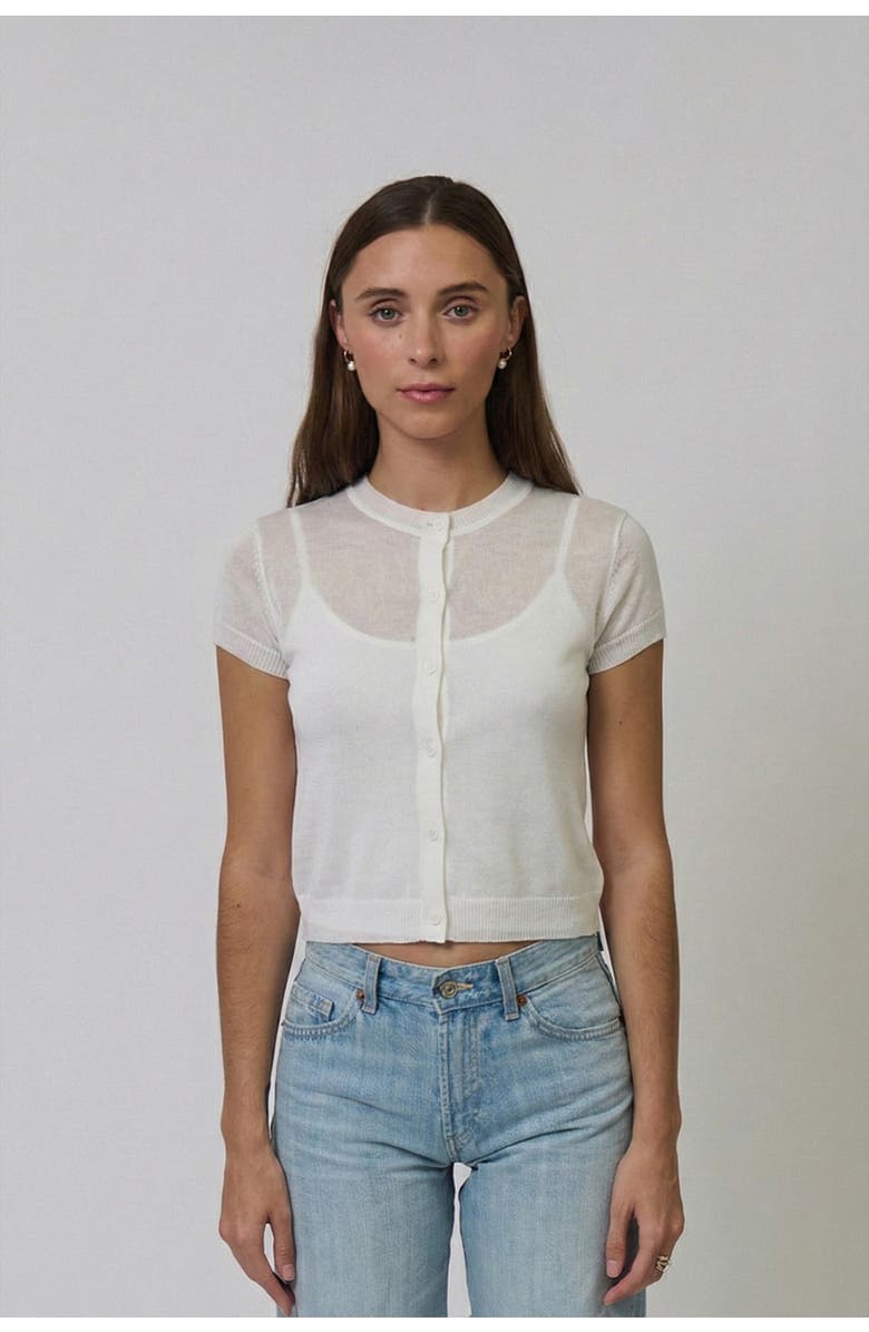 Central Park West Serena Sheer Cardi With Cami, Main, color, White