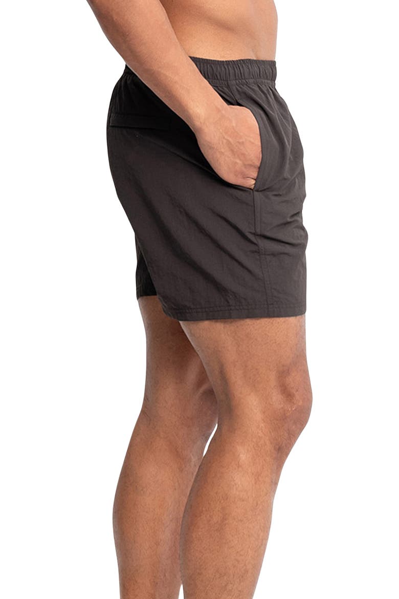 Sebastian Solid 5.5-Inch Nylon Swim Trunks, Alternate, color, MOLINO/ BROWN