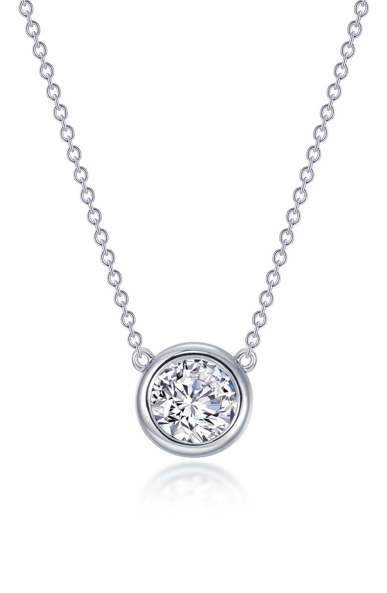 Lafonn Simulated Diamond Bezel Set Pendant Necklace, Main, color, White